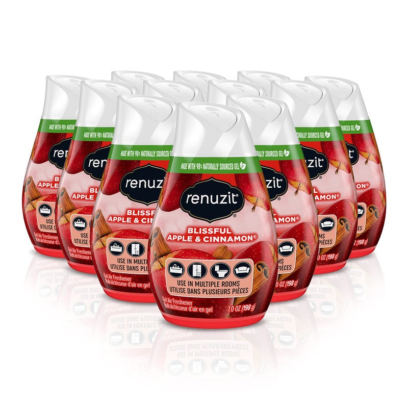Renuzit - 1717587 Blissful Apple & Cinnamon Adjustable Gel Air Freshener, 7oz Cone (Pack of 12) - Image 1